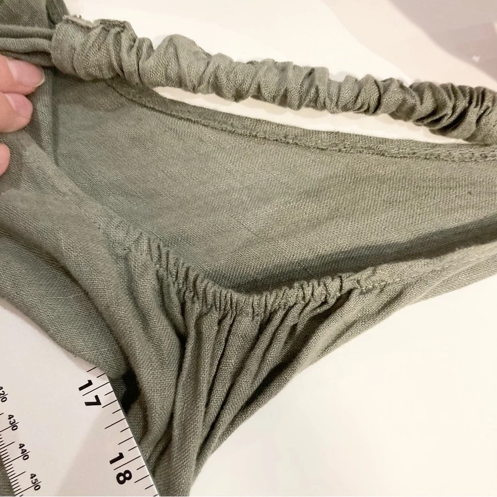 nwot BEACHWOOD BABY Jumpsuit One-Size Linen ITALY Olive Oversized Wide RuchStrap - Picture 6 of 11